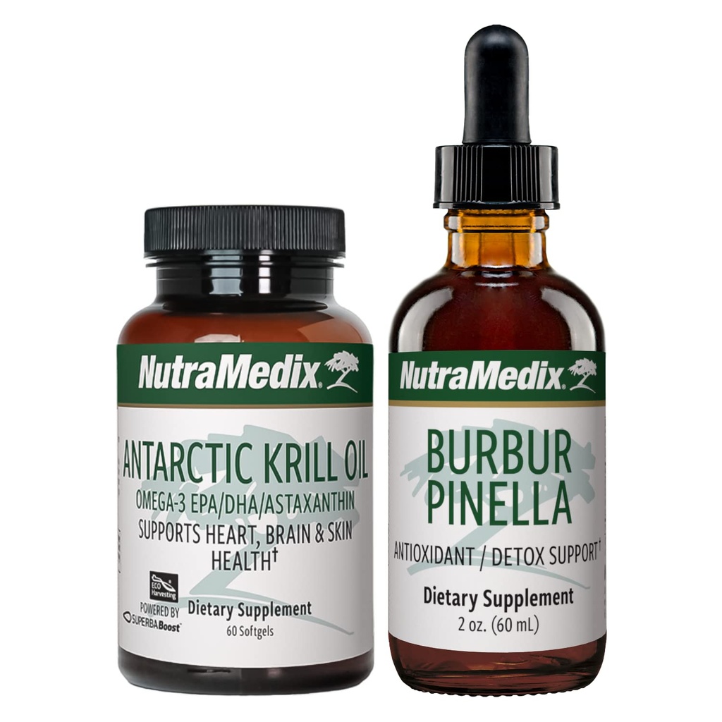 NutraMedix Beyin Destek Paketi - Artic Krill Oil Softgels ve Burbur Pinella Biliş Sağlığı, Detox ve Beyin Desteği - 2Piece Tamamlayıcı Destek seti