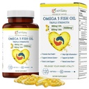 Omega 3 Triple Strength EPA DHA Supplement - 2500 mg Lemon Burpless Fish Oil - Yüksek Potency 900 mg EPA 600 mg DHA Supports Circulation, Brain, Heart, Eye, Skin, Bone & Commons - 120 Softgels