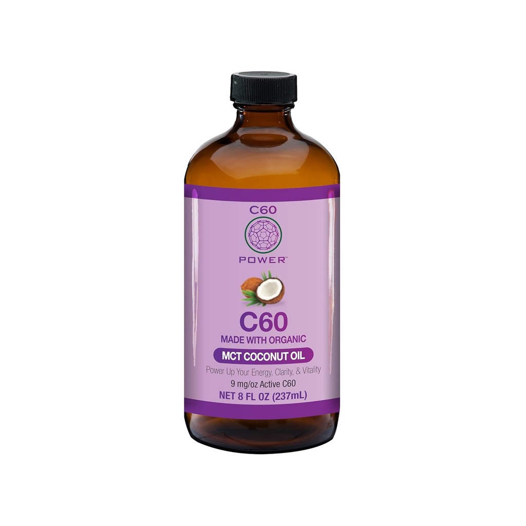 C60 Power - MCT 8-oz.- Organik MCT Coconut Petrol, 8 Fl Oz,% 99.99 Pure Carbon Fullerenes, Lift Oxidative Burden, Optimize Mitochondrial Function Function Function Function Function Function