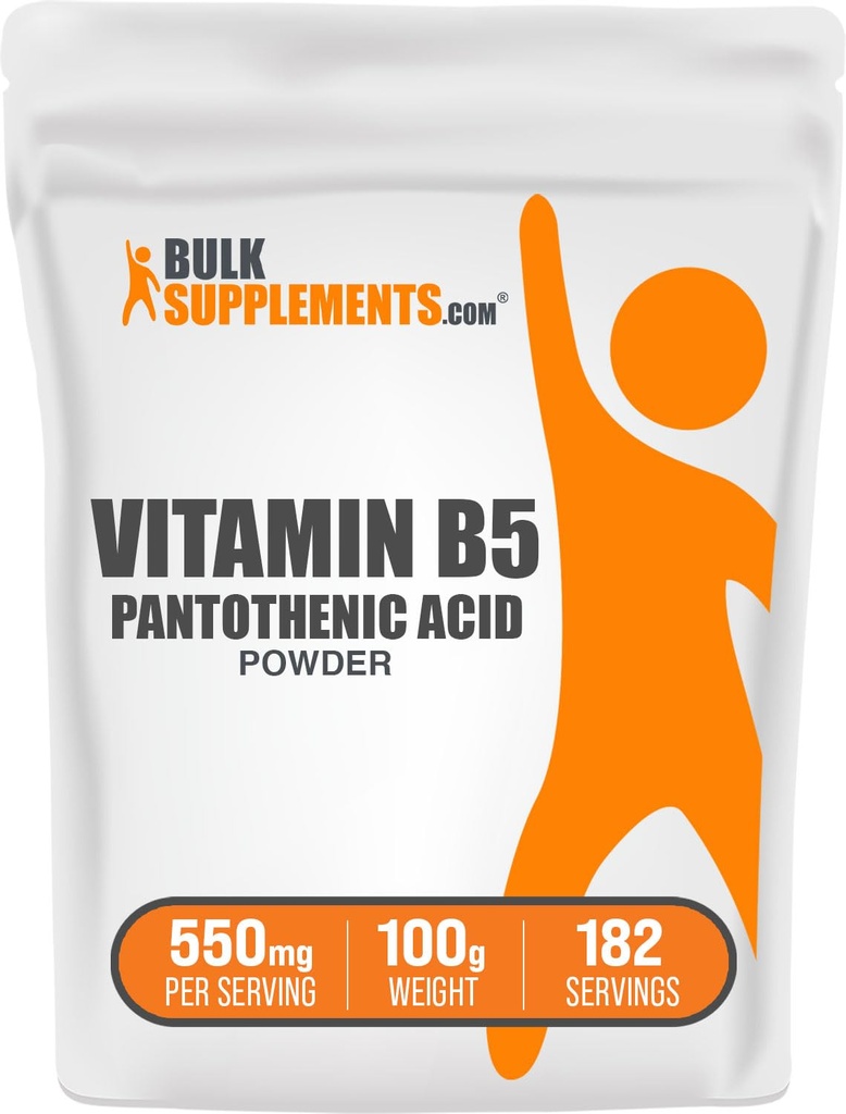 BulkSupplements.com Vitamin B5 Toz - Gıda Pantothenate, B5 Vitamini - Gluten Free, 500 mg of Vitamin B5 Pantothenic Acid per Service, 100g (3.5 oz) (Pazar 1)
