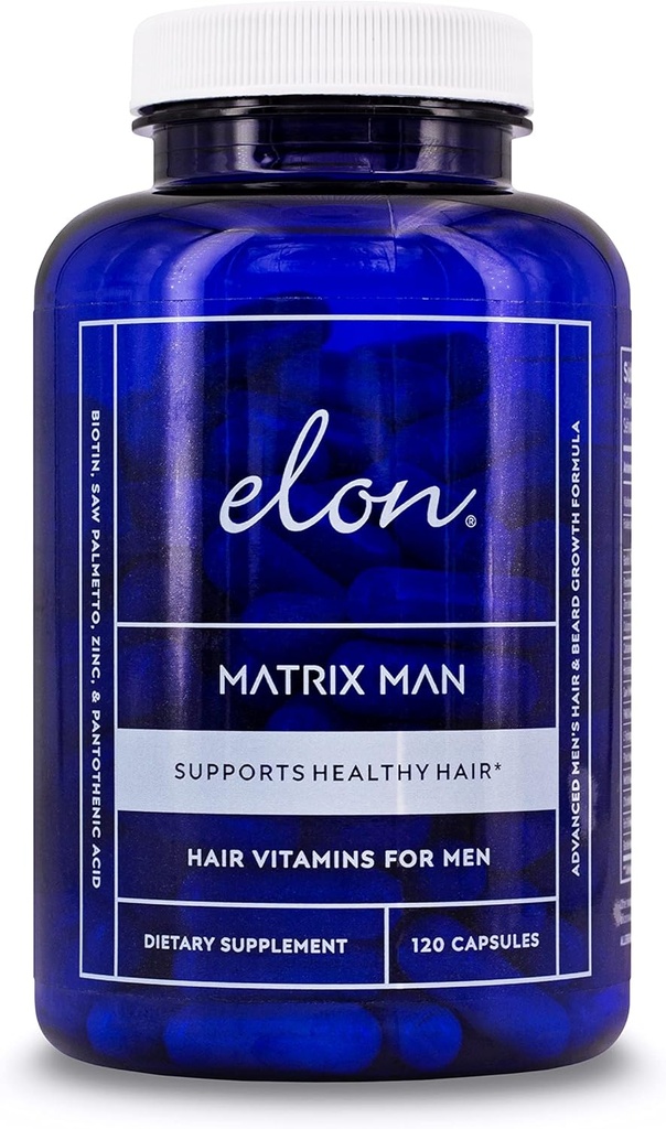 Elon Matrix Man - 60 Günlük Supply - Saç Büyüme Vitaminleri Erkekler için - Saw Palmetto & Biotin Gelişmiş Formula Vitaminleri - Sağlıklı Ayılı Büyümeyi Teşvik - (120 Capsules)