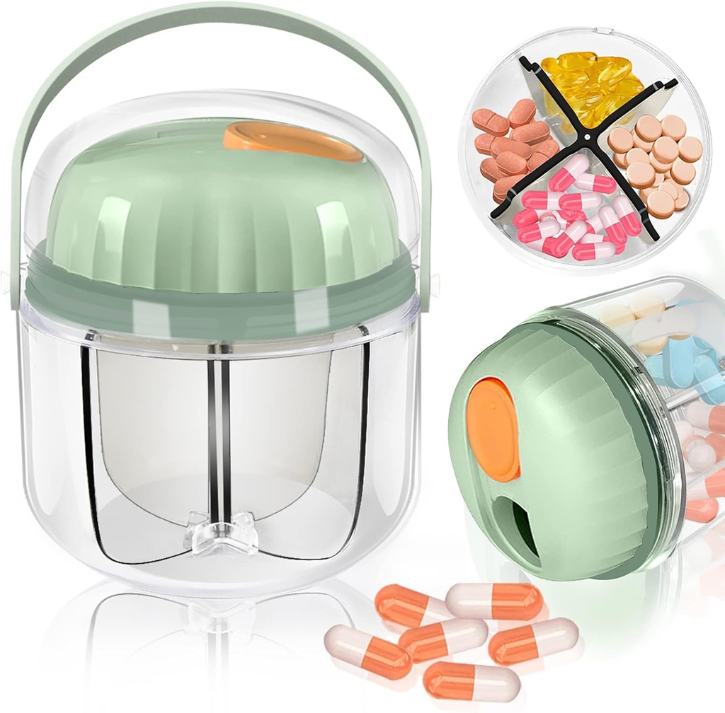 Portre Pill Box, GloDeals Weekly Pill Organizer 7Day Travel Medicine Organizer NO-BPA Moisture Proksatif Tıp Konteyneri Vitaminler,Fish Oils, Supplements (Green)