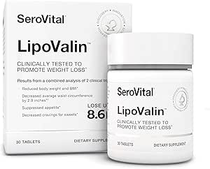 Serovital LipoValin Clinically Validated Weight Loss Pills for Women – Diet Pill, Appetite Suppressant, Stimulant-Free Weight Loss Supplement - 30 Tablets