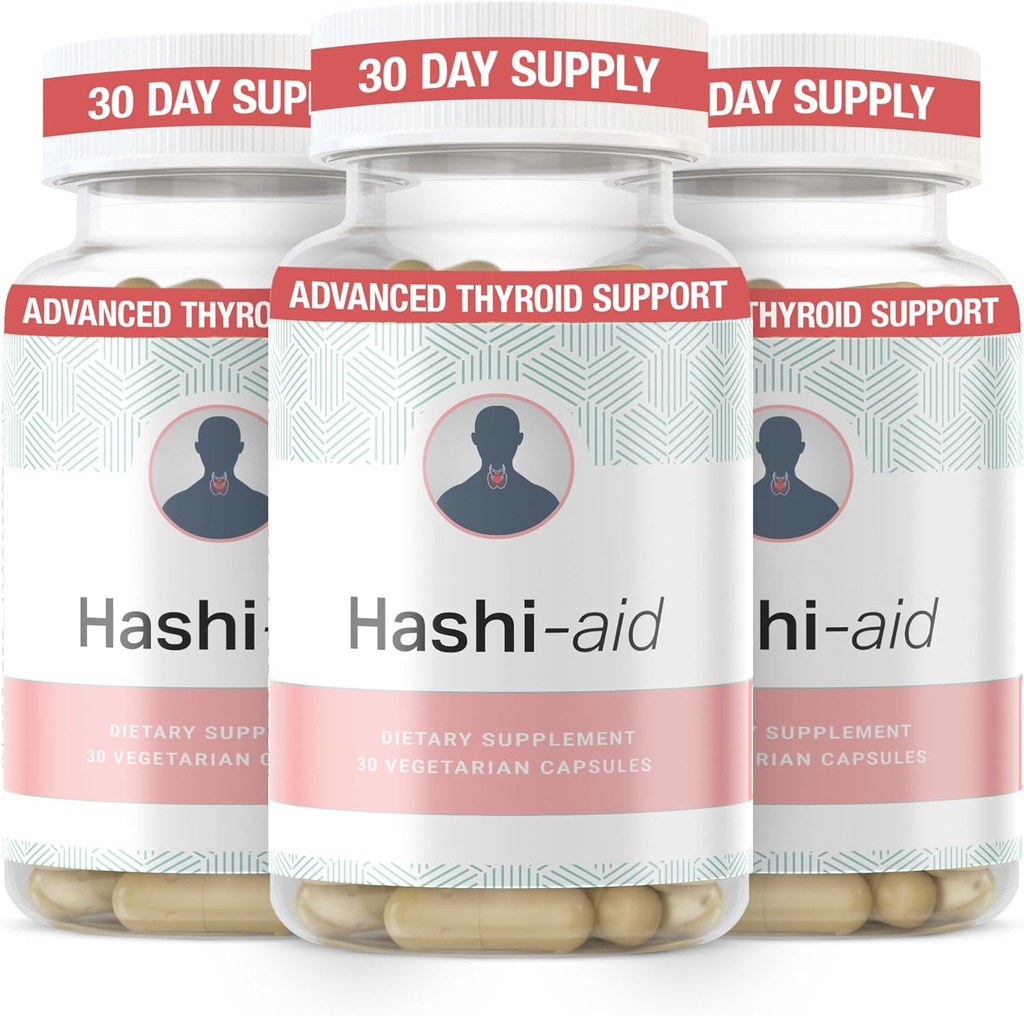 IBDassist™ Hashi Aid Thyroid Support for Women & Men - Thyroid Supplement for Hashimoto's Disease & Hypothyroidism* - with Ashwagandha, Selenium, Zinc, Essential Vitamins & More - 30 Capsules (3 Pack)