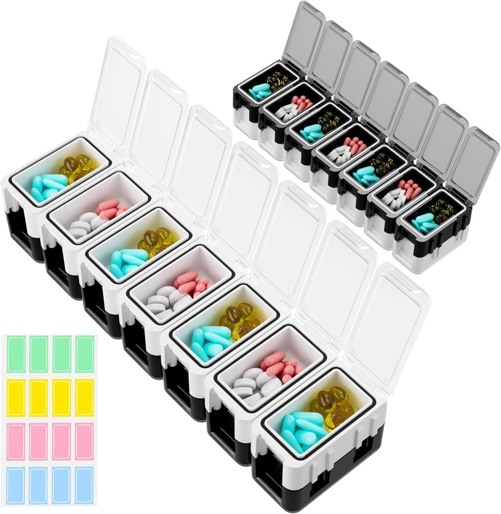Restree Weekly Pill Organizer, 14 Karşılaştırmalar Portre Pill Box, 2 Times a Day AM/PM İlaç Organizecı, Moisture-Proof Travel Pill Case for Vitamin, Medicine, Fish Oil/Supplements (Beyaz)