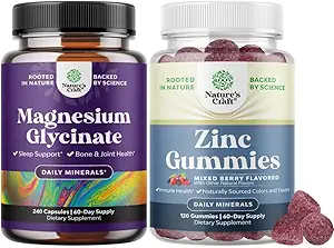 Pure Magnezyum Glycinate 400 mg Per Mood Sleep ve Relaxation için 240ct ve Ekstra Güçlü Çinko Gummies Yetişkinler için - Immunity Gummies for Yetişkinler - Immunity Gummies for Yetişkinler