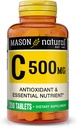 MASON NATURAL Vitamin C 500 mg - Sağlıklı Immune Sistemi, Antioksi ve Essential Nutrient, 250 Tablet