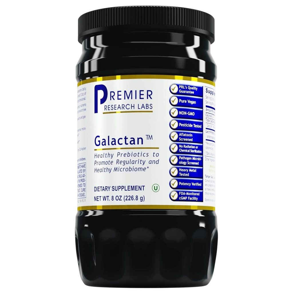 Premier Research Labs Galactan - Larch Arabinogalactan Σκόνη για Άνδρες & Γυναίκες, Prebiotic Fiber Σκόνη για Υγιή Κοχύλι Microbiome, Larch Tree Extract, Calcium - 8 oz