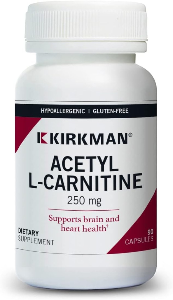 Kirkman - Acetyl L-Carnitine 250 mg - 90 Capsules - Supports Sustained Cellular Energy Production - Hipoallergenicic