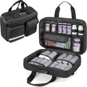 Damero Pill Şişe Organizer, Tıp Depolama Bag İlaçları Organize Seyahat Büyük Pill Şişeler, İlaçlar ve Tıbbi Malzemeler için Vakayı Gerçekleştirir, Siyah Malzemeler, Siyah Tanklar,