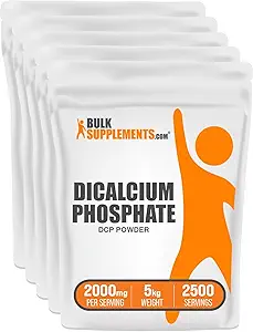 BulkSupplements.com Φωσφορικό ασβέστιο σε σκόνη - Συμπλήρωμα ασβεστίου, Φωσφορικό ασβέστιο ως Levenning Agent - Χωρίς γεύση & Γλουτένη, 2000mg ανά Σερβίρισμα, 5kg (11 λίβρες) (Pack of 5)