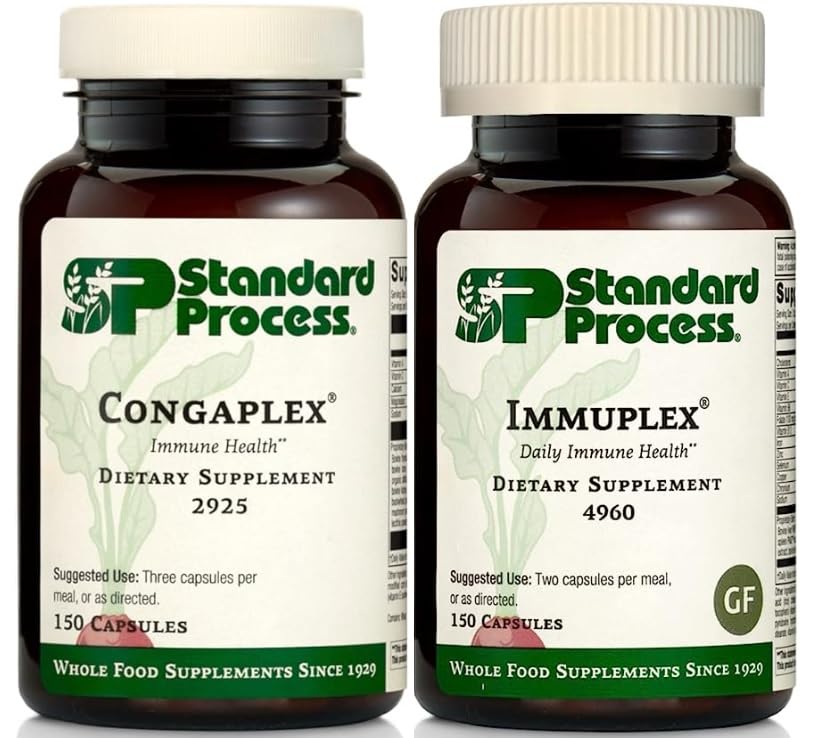 Standard Process Immune Support Bundle - Immuplex & Congaplex Supplement Set - Dietary Supplements for Immune System Health Support - Gluten-Free Supplements with Ribonucleic Acid & Vitamin C