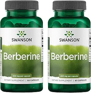 Swanson Berberine - Standartlaştırılmış  97 Berberine HCl- 400 mg Her - 60 Capsules 2 Şişes