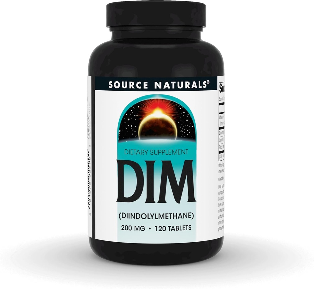 Source Naturals DIM, Diindolylmethane 200 mg with BioPerine, Vitamin E & More - 120 Tablet