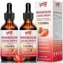 2 Pack Glycinate Liquid Drops, 1500 mg Magnezyum B6, D3, L - Theanine, Omega3, Support Night, Muscle, Bone, Mood, Strawberry Flavor - 4 Fl Oz (120 ml) Şişe