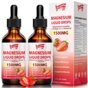 2 Pack Glycinate Liquid Drops, 1500 mg Magnezyum B6, D3, L - Theanine, Omega3, Support Night, Muscle, Bone, Mood, Strawberry Flavor - 4 Fl Oz (120 ml) Şişe