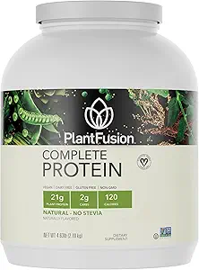 PlantFusion Complete Vegan Protein Powder - Πρωτεϊνική σκόνη με βάση το φυτό BCAAs, Digestive Enzymes και Pea Protein - Keto, Χωρίς γλουτένη, Μη-Dairy, Χωρίς Ζάχαρη, Μη-GMO - Natural- No Stevia 5 lb Μαζική