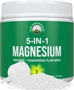 5-in-1 Magnezyum Toz Kadınlar ve Erkekler için içilir. Magnezyum Glycinate + Citrate + Malate + Chelate + Taurate. Kas Rahatlama için harika Tasting Vegan Supplement, Sleep, Cramps. Orange Flavor