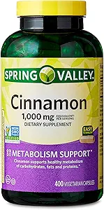 Spring Valley Cinnamon Diyeter Supplement, 1000 mg, 400 Kont - Cinnamon Supplements, Cinnamon Capsules, Cinnamon