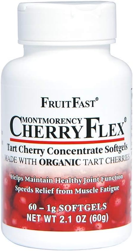 FruitFast CherryFlex 100% Red Tart Organic Cherry Συμπύκνωμα Συμπύκνωμα - Chewable Softgel - 60 Count - Μη ΓΤΟ και Χωρίς Γλουτένη - Προάγει υγιή κοινή λειτουργία*