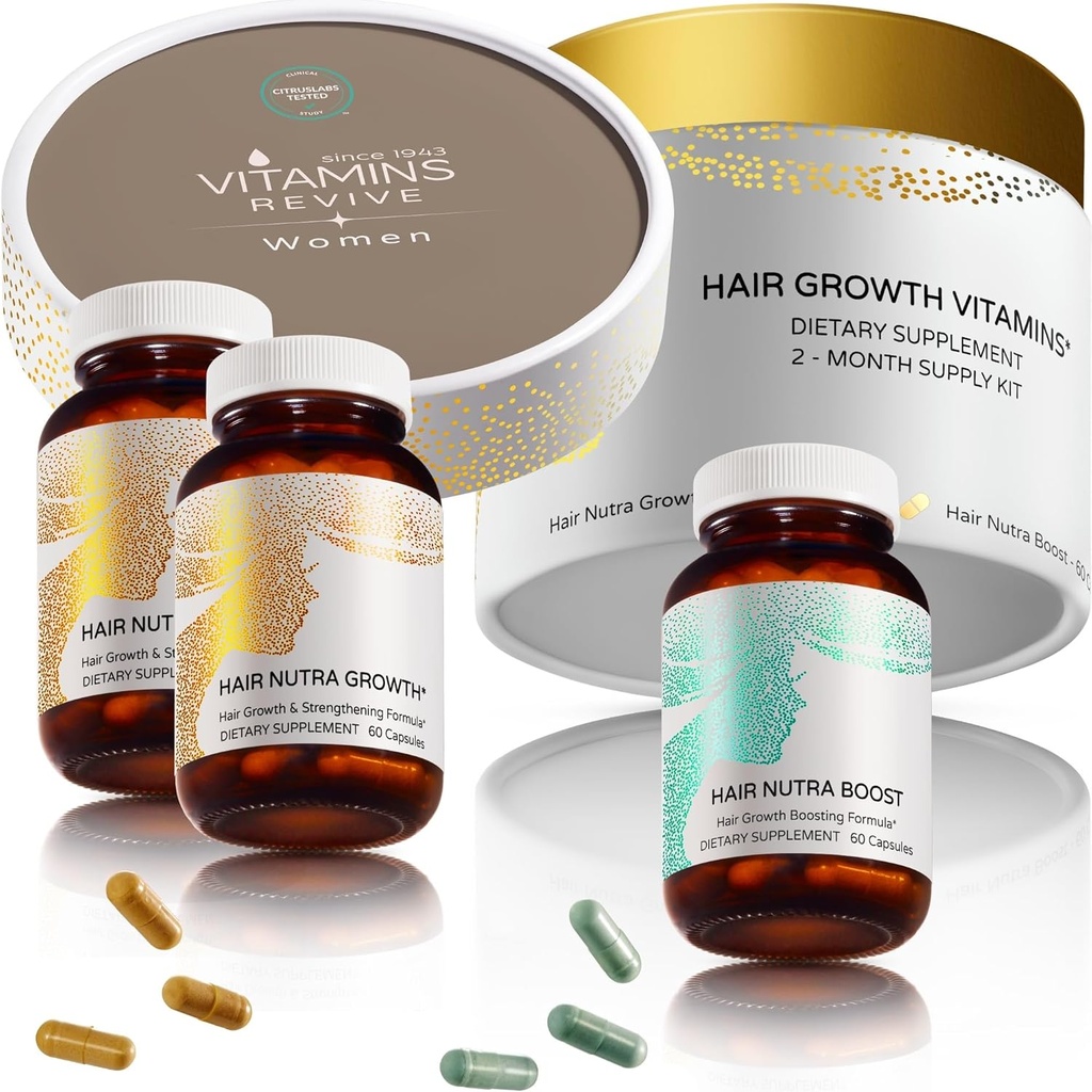 VITAMINS Reveive Hair Supplement Βιταμίνες για την ανάπτυξη των μαλλιών για γυναίκες - ΗΠΑ Clinically Tested - Προϊόντα για την απώλεια των μαλλιών για την άχνη & Πάχος - Θηλυκή θεραπεία αναανάπτυξης μαλλιών (2 Μήνες προσφοράς)