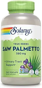 SOLARAY Saw Palmettoges 580 mg - Erkekler için Prostate Supplements - Prostate Health, Urinary Tract Support, Hair Health, w/Fatty Acids and Plant Sterols, Vegan, 60-Day Garanti, 360 VegCaps