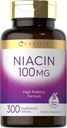 Carlyle Niacin 100 mg | 300 Vejetaryen Tabletler | Non-GMO, Gluten Free | High Potency Formula