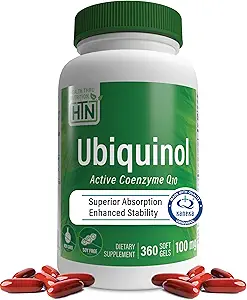 Sağlık Thru Beslenme Ubiquinol 100 mg 360 Softgels Kaneka QH Azaltıd CoQ-10 | Stabilized - 3rd Party Tested | Geliştirilmiş Bioavailability | Cardiovascular & Mitonochdria Function Support | Non-GMO