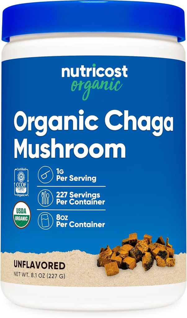 Nutricost 100% Organik Chaga Mushroom Toz 8oz (227 Hizmet) - sertifikalı USDA Organik, Gluten Free & Non-GMO