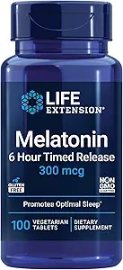 Life Extension DHEA 25 mg and Melatonin 6 Saat Zamanlı Yayın 300 Telefon - 100 Capsules ve 100 Tablet