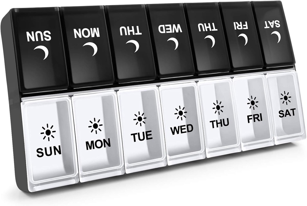 7 Day Pill Organizer 2 Times a Day, Large Weekly AM PM Pill Box, Day Night Medicine Organizer, Pill Case Two A Day, Pill Container