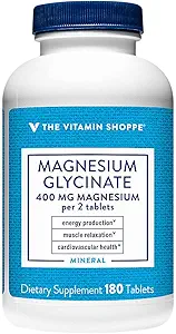 Η βιταμίνη Shoppe Μαγνήσιο Γλυκινικό 400MG - Φόρμουλα υψηλής απορρόφησης για την υποστήριξη της παραγωγής ενέργειας, την προώθηση της χαλάρωσης μυών, και την ενίσχυση της υγείας της καρδιάς για τη συνολική ευεξία (180 δισκία)