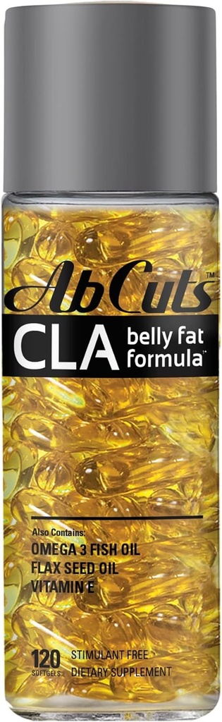 CLA Belly Fat Formula - 120 Easy-to-Swallow Softgels - Omega 3 Fish Oil, Flaxseed Oil ve Vitamin E - Antioksit ve Sağlıklı Vücut Kompozisyonunu arttırmaya yardımcı olur