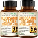 Glucosamine Chondroitin MSM, Hydrolyzed Collagen, - Quercetin, Bromelain & Boswellia Ekstraksiyonu ile Ortak Destek Tamamlandı - Saç Skin Nails için Collagen 2 Pack