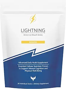 Lightning Daily Multivitamin Supplement - Βιταμίνες και Ορυκτά για την ψυχική λειτουργία, την ενεργειακή υποστήριξη και τη φυσική ευεξία - Direct-to-Mouth, 30 Sticks - Μπανάνα