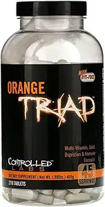 CONTROLLED LABS Orange Triad Daily Multivitamin, Iron Free Sports Supplement for Workout, Digestion, Immune, and Commons, 45 serv - Tabletler (270 Kont)