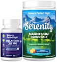Nature's Perfect Night Melatonin 20 mg Quick Dissolve Karma Berry 180 Count with Serenity Magnezyum Toz 15 oz Lemon Raspberry