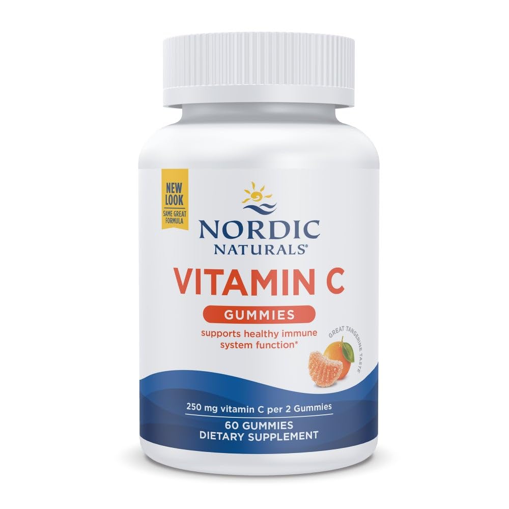 Nordic Naturals Vitamin C Gummies, Tart Tangerine - 60 Gummies - 250 mg C - Immune Support, Antioksi Koruma, Çocuk Gelişimi ve Gelişimi - Non-GMO, Vegan - 30 Hizmet