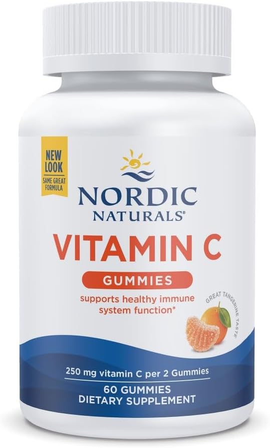 Nordic Naturals Vitamin C Gummies, Tart Tangerine - 60 Gummies - 250 mg C - Immune Support, Antioksi Koruma, Çocuk Gelişimi ve Gelişimi - Non-GMO, Vegan - 30 Hizmet