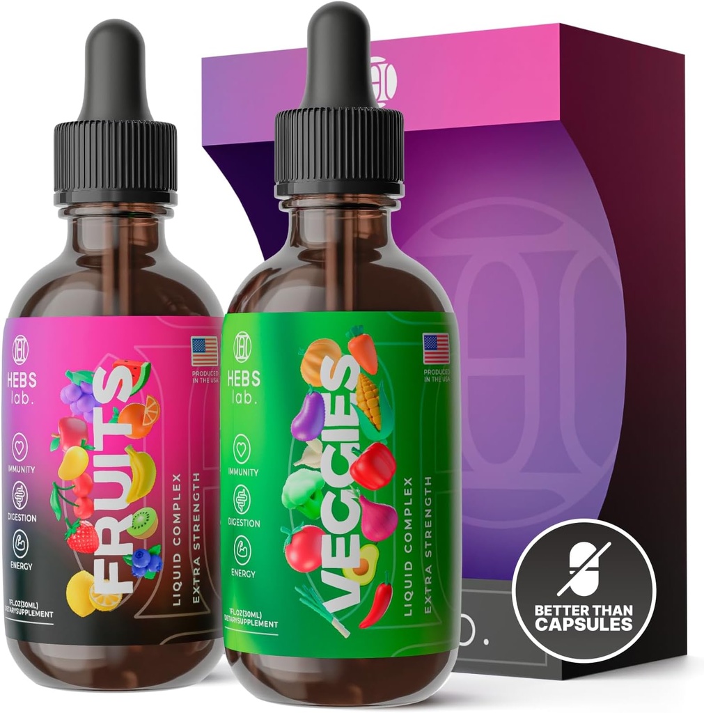 Çokvitamin Meyveleri ve Sebzeleri Tamamlar – Enerji Supplements & Vitamin Immune Branson – Kadınlar ve Erkekler için Sıvı Çokvitaminler – Meyve ve Veggies Supplement – Amerika'da Yapıldı – 2 Pack