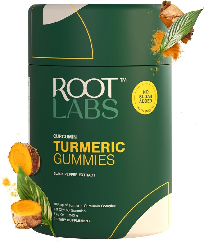 Turmeric Gummies I Nodrew Sugar I 95 Curcumin & Black Pepper Extract I for Yetişkinler & Çocuklar I Non-GMO I 100% Natural & Organic I Third Party Tested I 500 mg I 60 Gummy