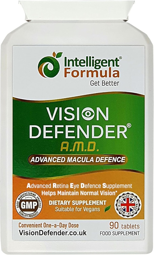 Vision Defender AMD AARDS2 Eye Vitamins – Exact AARDS 2 Formula με Λουτεΐνη & Ζεαξανθίνη, Βιταμίνες C & E, Ψευδάργυρος 25 mg & Χαλκός – Once Daily Vegan Eye Health Supplement, 90 Tablets