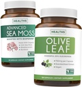 Sea Moss & Olive Leaf Extract (1-Month Supply) Olive Moss Blend - Organic Irish Sea Moss - Raw Vegan Supplement (60 Caps) & Olive Leaf Extract Super Strength: 20% Oleuropein - Vegetarian (120 Caps)