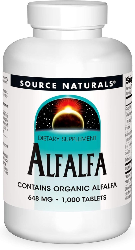 Source Naturals Alfalfa 10 Su Diyeti Tamam - 1000 Tabletler