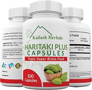 Organik Haritaki Capsules - Digestion - Detoxification & Rejuvenation – Düzenliliği koruyor - Beyin Fonksiyonu- 100 Capsules Terminalia chebula | Vegan, Non-GMOMO