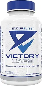EndurElite Victory Caps - Προ προπόνηση για αντοχή και δύναμη, Crossfit και Cross Training, καφεΐνη και Nootropics - 60 κάψουλες