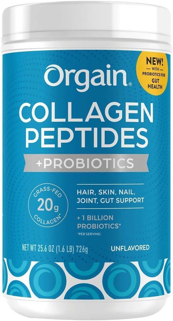 Orgain Collagen + Superfoods with 20 Grams of Grass-Fed Collagen and Vitamin C, Unflavored, 25.6 oz