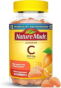 Nature Made C 250 mg per serve, Diyetary Supplement for Immune Support, 80 Gummies, 40 Day Supply
