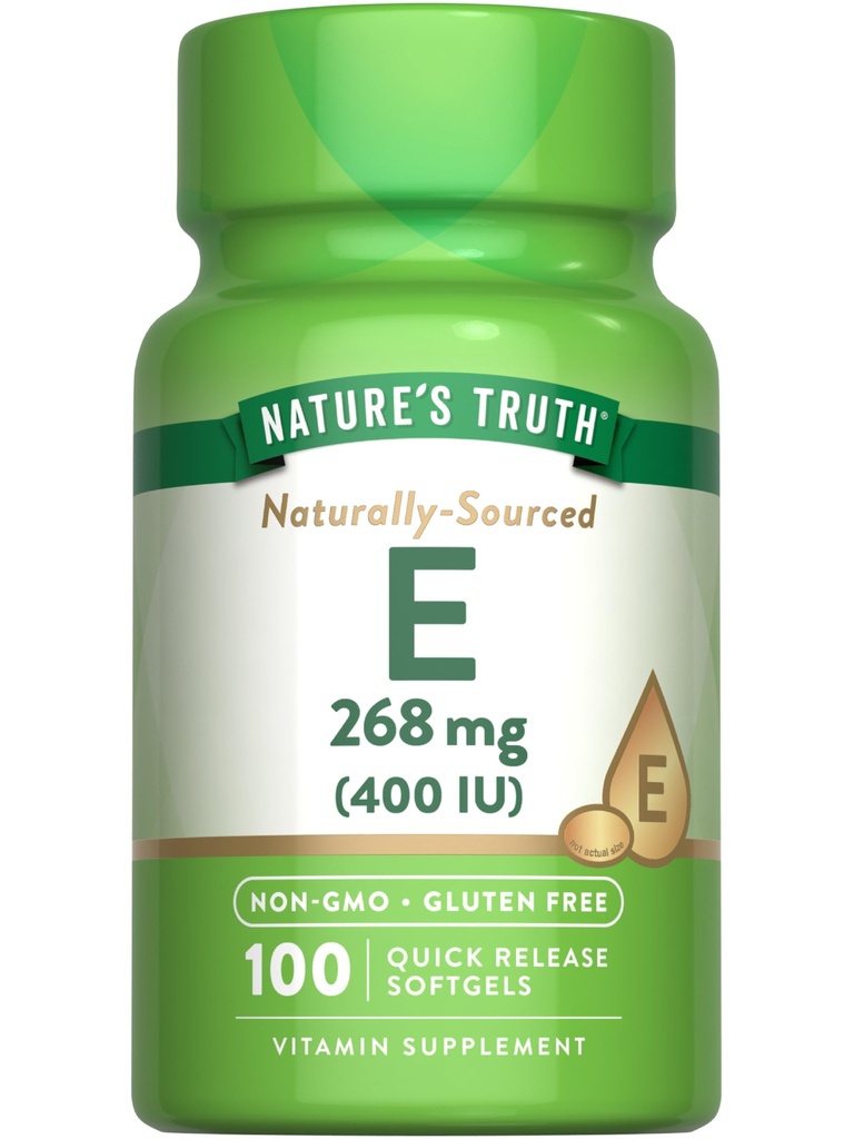 Doğanın Gerçek Vitamini E 400 İ Softgels | 268 mg | 100 Count | Non-GMO & Gluten Free Supplement