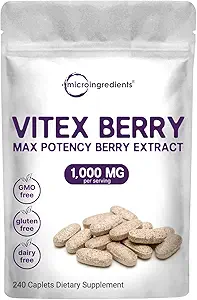 Mikro Malzemeler Vitex Berry Supplement, 1000 mg Per Servisi, 240 Caplets | Potent Chaste Tree Berry Ekstraksiyon | Erkeklerin tam, Ferttitude, & Hormon Dengesi | Non-GMO